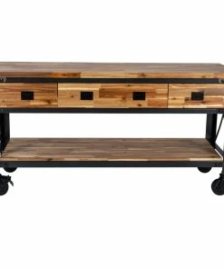 Duramax Darby 72" Industrial Metal & Wood Kitchen Island Desk With Drawers