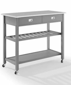 Crosley Chloe Stainless Steel Top Kitchen Island Cart, Gray/Stainless Steel -Coast2Coast shop c101658a0f73b851 4793 w800 h800 b0 p0