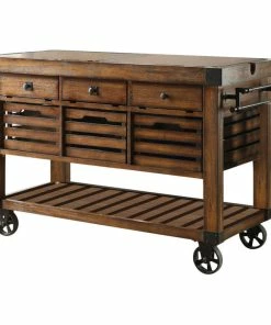 Acme Furniture Kaif Cart, Distress Chestnut Finish