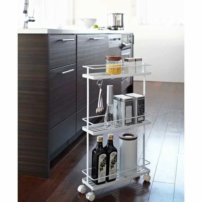 Yamazaki Home Rolling Cart, Steel, Holds 6.6 Lbs, Wheels, White 4 Yamazaki Home Rolling Cart, Steel, Holds 6.6 Lbs, Wheels, White - Image 2