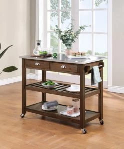 Boraam Industries, Inc. Sonoma Kitchen Cart, Chestnut Wire-Brush