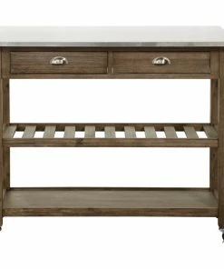 Burnham Home Designs Drop Leaf Stainless Steel Kitchen Cart