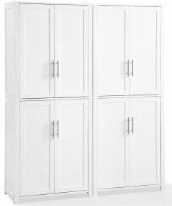 Crosley Savannah Tall Wooden Shaker Pantry In White (Set Of 2)