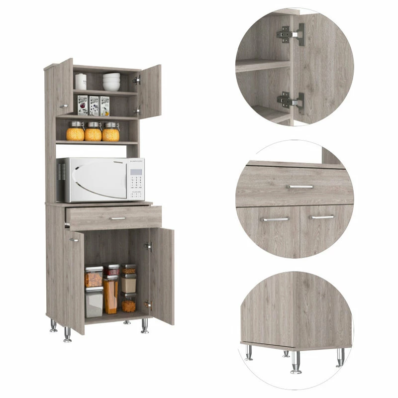 FM FURNITURE Bay Area Pantry, Light Gray 4 FM FURNITURE Bay Area Pantry, Light Gray - Image 2