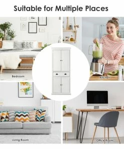 Gymax Kitchen Cabinet Pantry Cupboard Freestanding W/Adjustable Shelves White -Coast2Coast shop ca8130750ffa0da3 0960 w800 h800 b1 p0