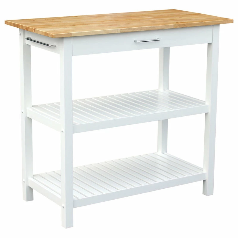 Casual Home Kitchen Island With Solid Wood Top, White 6 Casual Home Kitchen Island With Solid Wood Top, White - Image 4