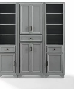 Crosley Tara 3-Piece Pantry Set, Distressed Gray Pantry And 2 Linen Cabinets -Coast2Coast shop cbd1eded0f73b9f6 0207 w800 h800 b1 p0