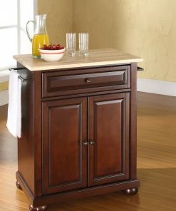 Crosley Alexandria Natural Wood Top Portable Kitchen Island, Vintage Mahogany Finish -Coast2Coast shop cc21dc8106463986 7866 w800 h800 b0 p0