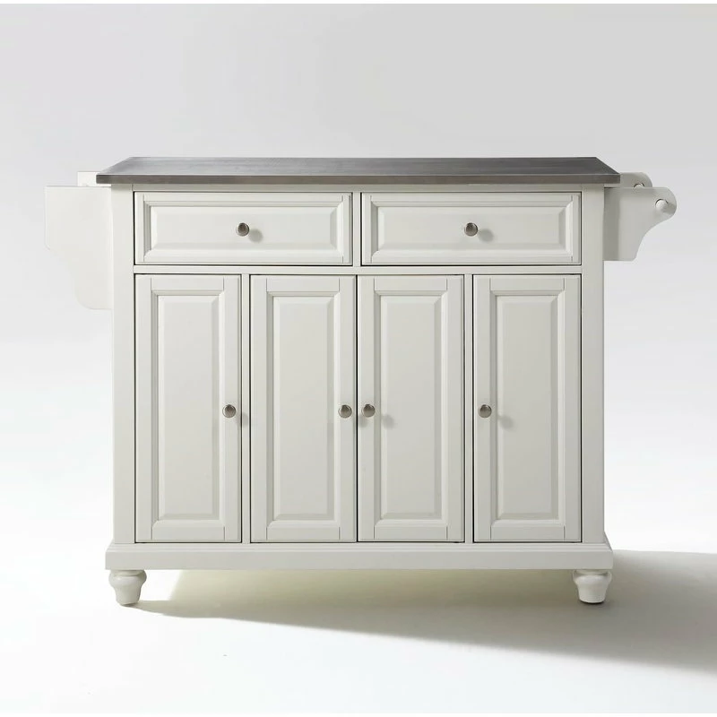 Crosley Cambridge Stainless Steel Top Kitchen Island, White Finish 4 Crosley Cambridge Stainless Steel Top Kitchen Island, White Finish - Image 2