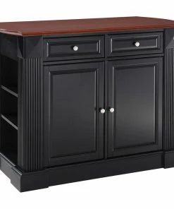 Crosley Drop Leaf Breakfast Bar Top Kitchen Island, Black Finish