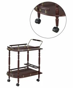 Coaster Home Furnishings 2-Tier Serving Cart With Casters, Merlot And Brass -Coast2Coast shop cd51c80101ef0b44 9734 w800 h800 b1 p0