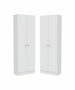 Home Square 2 Piece Multi Storage Pantry Cabinet Set In White