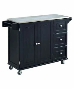 Hawthorne Collections Stainless Steel Top Kitchen Cart In Black