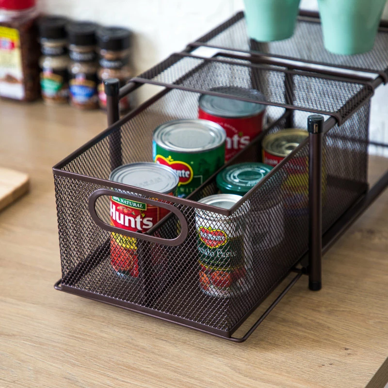 Home Zone Living Under Sink Sliding Basket Organizer, Vertical Divider 10 Home Zone Living Under Sink Sliding Basket Organizer, Vertical Divider - Image 8