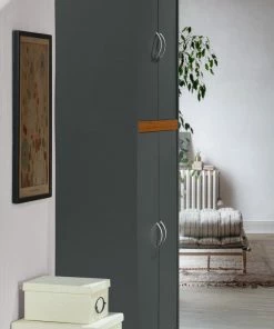 Hodedah Import Inc. 4-Door Kitchen Pantry With 4-Shelves, 5-Compartments, Gray-Oak -Coast2Coast shop cf81e0900112b697 1953 w800 h800 b0 p0