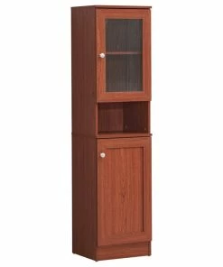 Hodedah Import Inc. 63" Tall Open Shelf Enclosed Storage Kitchen Pantry, Chery