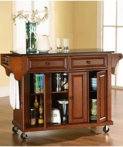 Crosley Solid Black Granite Top Kitchen Cart/Island, Classic Cherry Finish -Coast2Coast shop d191270b064636d0 0166 w800 h800 b0 p0