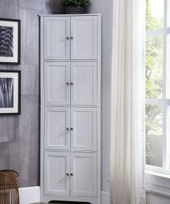 Pilaster Designs Burnham White Wood Corner Kitchen Pantry Storage Cabinet With 4 Interior Shelves -Coast2Coast shop d1d10a4a0fb2b174 6018 w800 h800 b0 p0