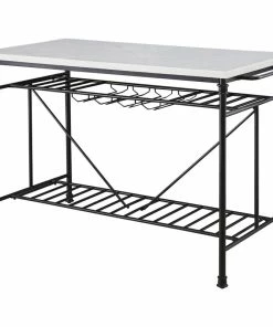 Steve Silver Claire Kitchen Island In White Marble And Black Metal CR540CK