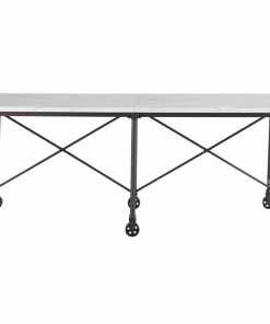 SEI Furniture Ellisman Faux Stone Rolling Kitchen Island - Marble