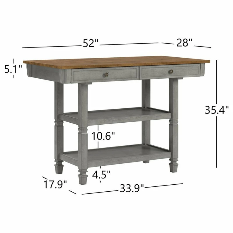 Inspire Q Harvey Two-Tone Kitchen Island Buffet, Antique Grey 7 Inspire Q Harvey Two-Tone Kitchen Island Buffet, Antique Grey - Image 5
