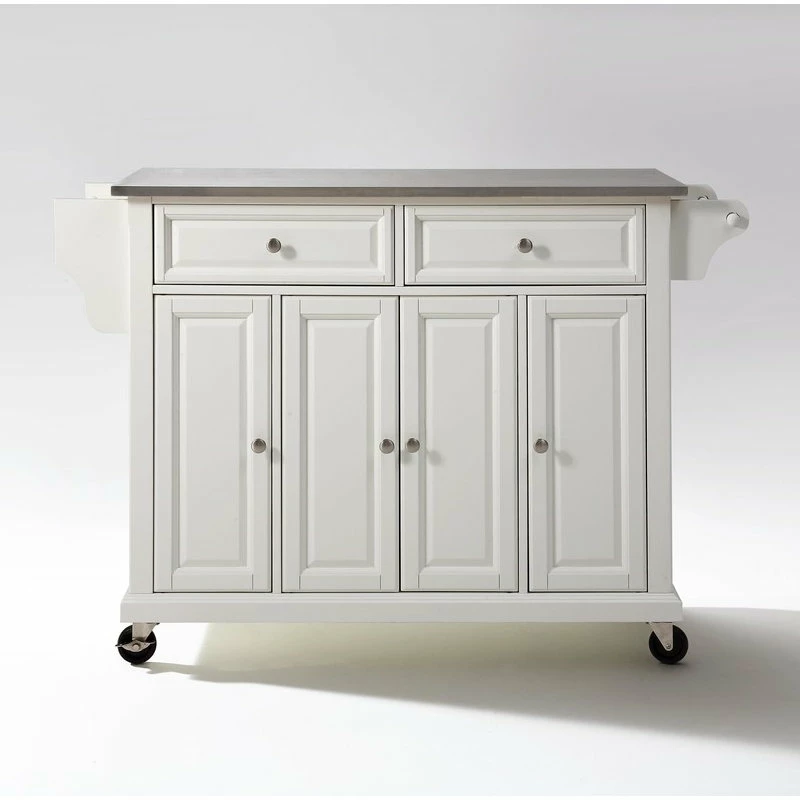 Crosley Stainless Steel Top Kitchen Cart/Island, White 4 Crosley Stainless Steel Top Kitchen Cart/Island, White - Image 2