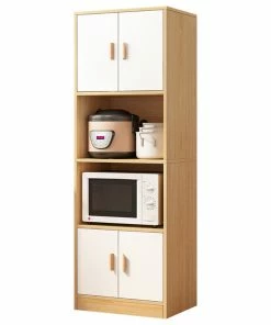 HOMARY Farmhouse Kitchen Shelf, Walnut For Microwave, Natural