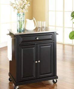 Crosley Stainless Steel Top Portable Kitchen Cart/Island, Black Finish -Coast2Coast shop d601c13006463af6 3598 w800 h800 b0 p0