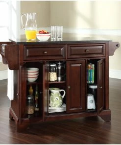 Crosley LaFayette Solid Black Granite Top Kitchen Island, Vintage Mahogany Finish -Coast2Coast shop d881ab2d0646362c 0064 w800 h800 b0 p0