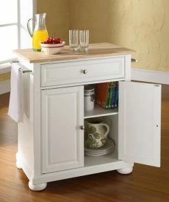 Crosley Alexandria Natural Wood Top Portable Kitchen Island, White Finish 11 Crosley Alexandria Natural Wood Top Portable Kitchen Island, White Finish -Coast2Coast shop d921cf080646399f 7862 w800 h800 b0 p0