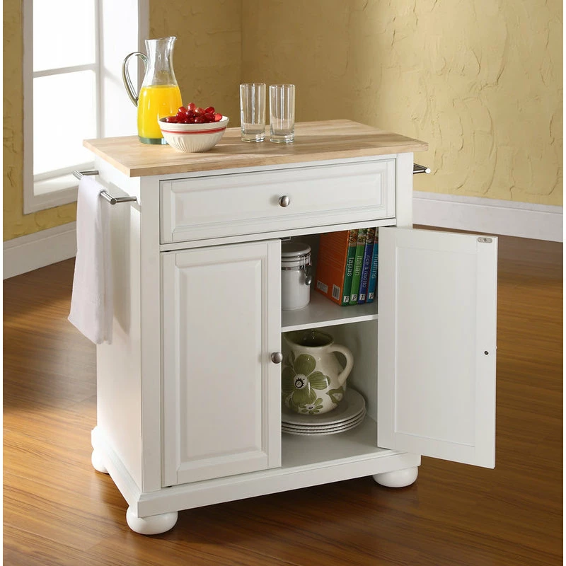 Crosley Alexandria Natural Wood Top Portable Kitchen Island, White Finish 6 Crosley Alexandria Natural Wood Top Portable Kitchen Island, White Finish - Image 4