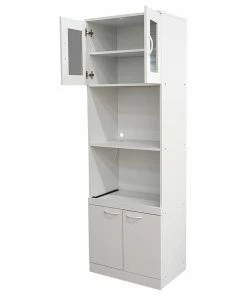 Decor Love Tall Pantry Cabinet, 2 Storage Cabinets And 2 Spacious Open Shelves, White -Coast2Coast shop d9410e2702a39158 6369 w800 h800 b1 p0