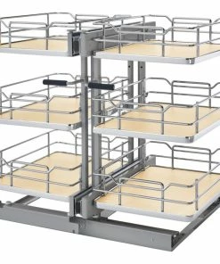 Rev-A-Shelf Steel 3-Tier Pull Out Solid Bottom Organizer For Blind Corner Cabinet, 15"