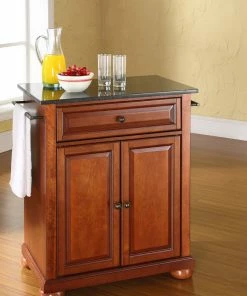 Crosley Alexandria Solid Black Granite Top Portable Kitchen Island, Classic Cherry -Coast2Coast shop db91568506463c32 0205 w800 h800 b0 p0