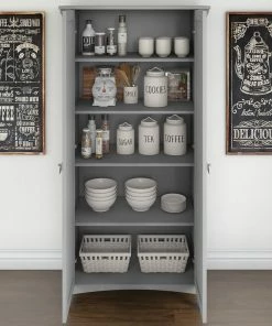 Bush Industries Salinas Kitchen Pantry Cabinet With Doors, Gray -Coast2Coast shop dbc1cb480e0a366f 3365 w800 h800 b0 p0