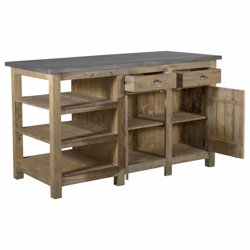 Crafters And Weavers Barlow Rustic Wood Display Kitchen Island 5 Crafters And Weavers Barlow Rustic Wood Display Kitchen Island - Image 3