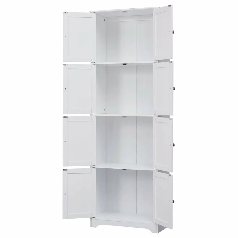 Pilaster Designs Bushnell 4 Tier Wood Kitchen Pantry Storage Cabinet, White, Standard 3 Pilaster Designs Bushnell 4 Tier Wood Kitchen Pantry Storage Cabinet, White, Standard