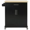 GDFStudio Negley Contemporary Kitchen Cart With Wheels, Black + Natural -Coast2Coast shop de11432b00e60c6a 8981 w800 h800 b1 p0