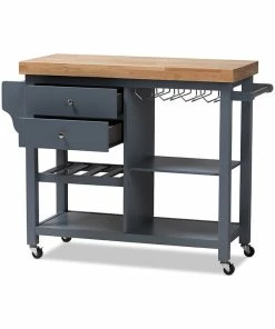 Baxton Studio Sunderland Coastal And Farmhouse Gray Wood Kitchen Cart -Coast2Coast shop e101489f0b843121 0591 w800 h800 b1 p0