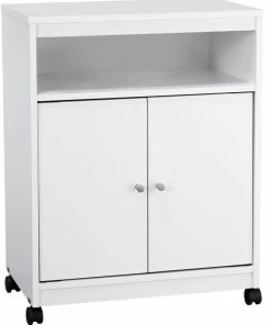 Ameriwood Home 24" Open Microwave Cart In White Stipple