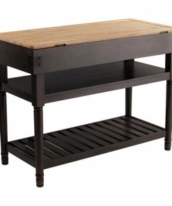 SEI Furniture Winton Stationary Kitchen Island, Smoked Ash And Natural
