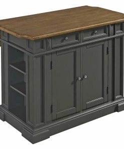 Homestyles Americana Wood Kitchen Island In Gray