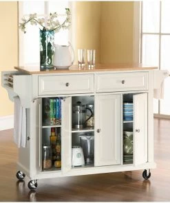 Crosley Natural Wood Top Kitchen Cart/Island, White Finish -Coast2Coast shop e2e17c340646334e 0041 w800 h800 b0 p0