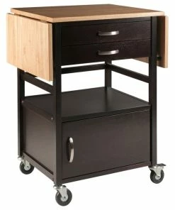 Winsome Bellini Transitional Solid Wood Kitchen Cart In Natural And Coffee