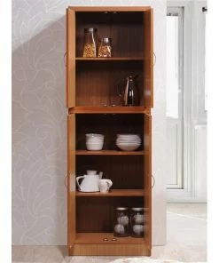 Hodedah Import Inc. Hodedah 4 Door Kitchen Pantry With 4 Shelves 5 Compartments In Cherry Wood -Coast2Coast shop e35180230c180d85 7034 w800 h800 b0 p0