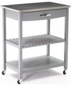 Boraam Industries, Inc. Holland Kitchen Cart With Stainless Steel Top, Gray -Coast2Coast shop e3710b420de97575 0882 w800 h800 b1 p0
