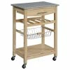 Linon Home Decor Products Linon Natalie Wood And Granite Top Kitchen Cart In Natural Brown