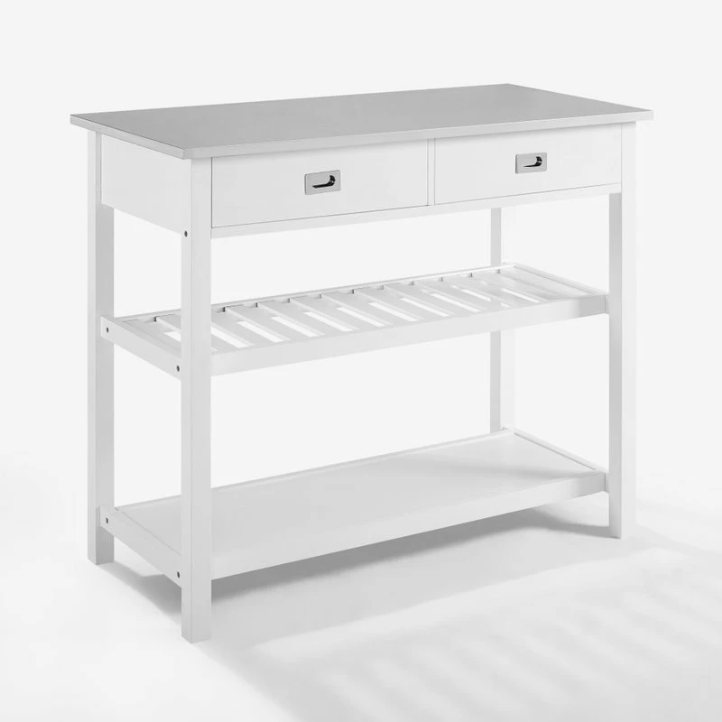 Crosley Chloe Stainless Steel Top Kitchen Island Cart, White/Stainless Steel 7 Crosley Chloe Stainless Steel Top Kitchen Island Cart, White/Stainless Steel - Image 5