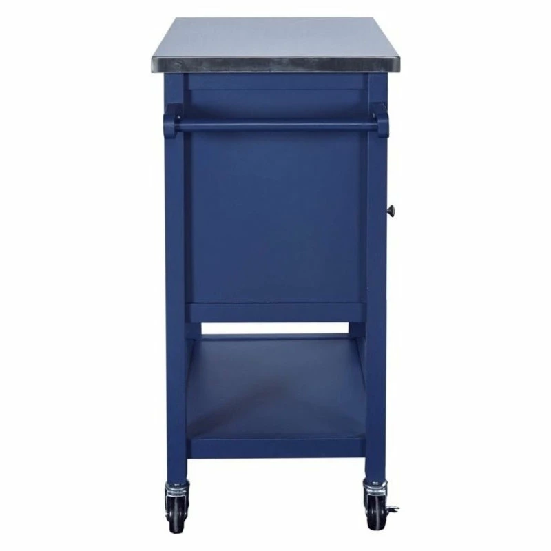 Linon Home Decor Products Linon Sydney Wood Kitchen Apartment Cart In Blue 6 Linon Home Decor Products Linon Sydney Wood Kitchen Apartment Cart In Blue - Image 4