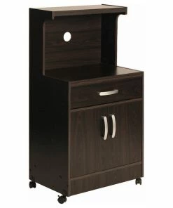 Better Home Products Shelby Kitchen Wooden Microwave Cart - Tobacco